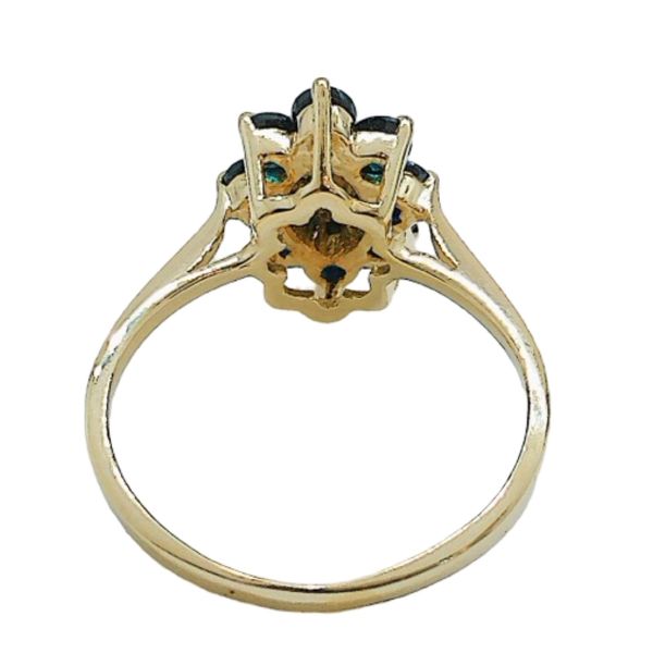 10K Yellow Gold Sapphire & Diamond Cluster Ring Image 3 Joint Venture Jewelry Cary, NC