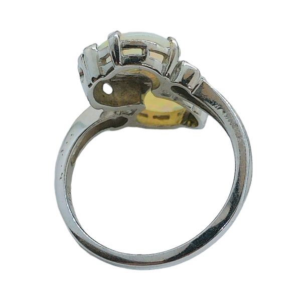Estate 14K White Gold Double Opal & Diamond Bypass Ring Image 3 Joint Venture Jewelry Cary, NC