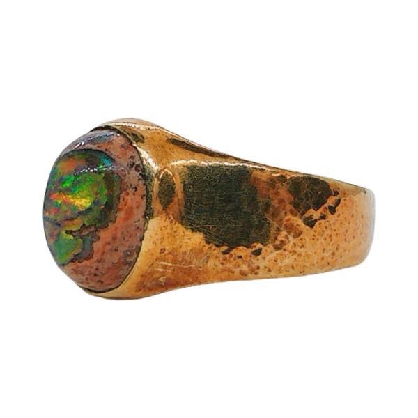 14K Yellow Gold Estate 2.00ct Oval Boulder Opal Bezel Set Ring Image 2 Joint Venture Jewelry Cary, NC