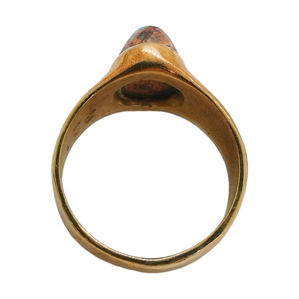 14K Yellow Gold Estate 2.00ct Oval Boulder Opal Bezel Set Ring Image 3 Joint Venture Jewelry Cary, NC