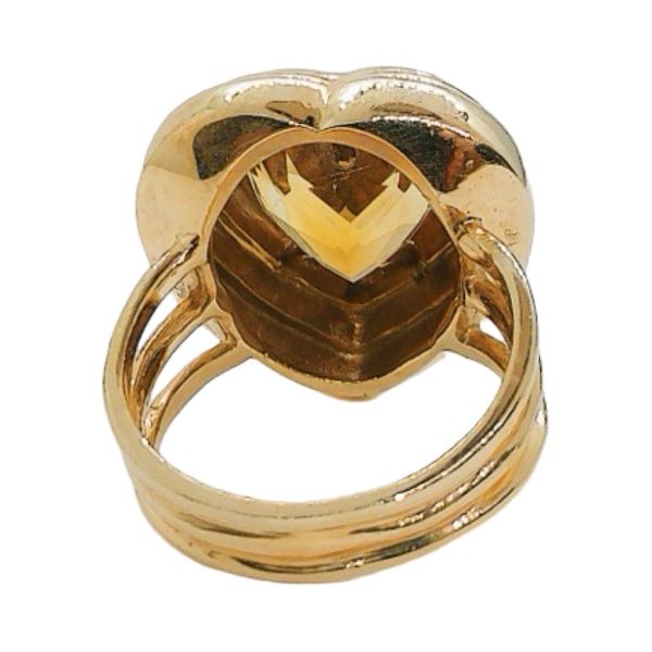 14K Yellow Gold 2.75ct Heart Citrine Estate Cocktail Ring Image 3 Joint Venture Jewelry Cary, NC