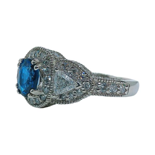 Platinum 1.04 CT Oval Sapphire & 1.20 CTW Diamond Halo Ring Image 2 Joint Venture Jewelry Cary, NC