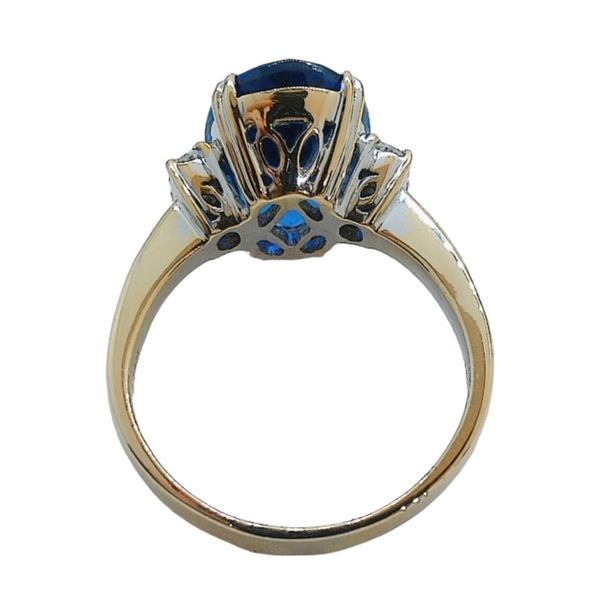 Estate 18K White Gold 8.39ct Oval Tanzanite & Diamond Three-Stone Ring Image 3 Joint Venture Jewelry Cary, NC