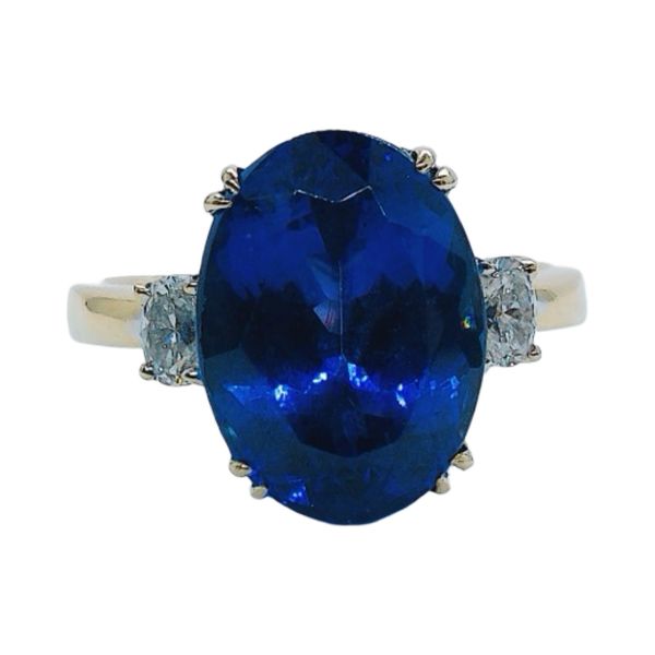 Estate 18K White Gold 8.39ct Oval Tanzanite & Diamond Three-Stone Ring Joint Venture Jewelry Cary, NC