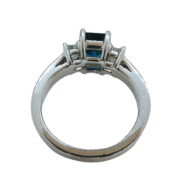 Platinum Estate 1.85ct Emerald-Cut Sapphire & 0.55ctw Diamond Three-Stone Ring Image 3 Joint Venture Jewelry Cary, NC