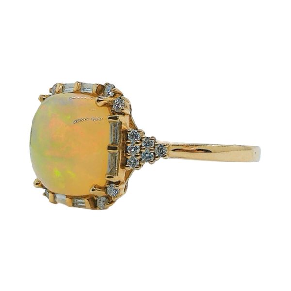 EFFY 14K Yellow Gold 2.50ct Cushion Opal & Diamond Halo Ring Image 2 Joint Venture Jewelry Cary, NC