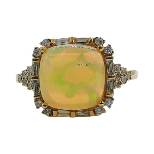 EFFY 14K Yellow Gold 2.50ct Cushion Opal & Diamond Halo Ring Joint Venture Jewelry Cary, NC