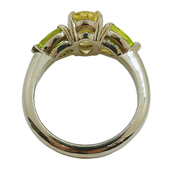 14K White Gold 1.60ct Mali Garnet & Peridot Three-Stone Ring Image 3 Joint Venture Jewelry Cary, NC