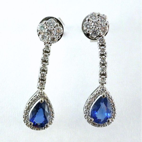 Sapphire & Diamond Dangle Earrings Joint Venture Jewelry Cary, NC