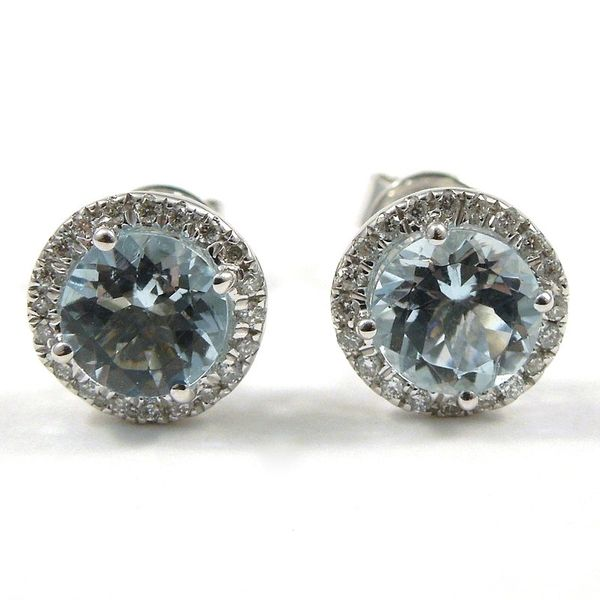 Aqua & Diamond Stud Earrings Joint Venture Jewelry Cary, NC