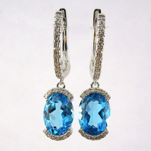 Blue Topaz & Diamond Dangle Earrings Joint Venture Jewelry Cary, NC