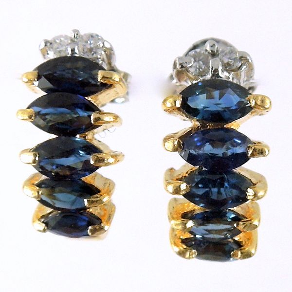 Sapphire Half Huggie Earrrings Joint Venture Jewelry Cary, NC