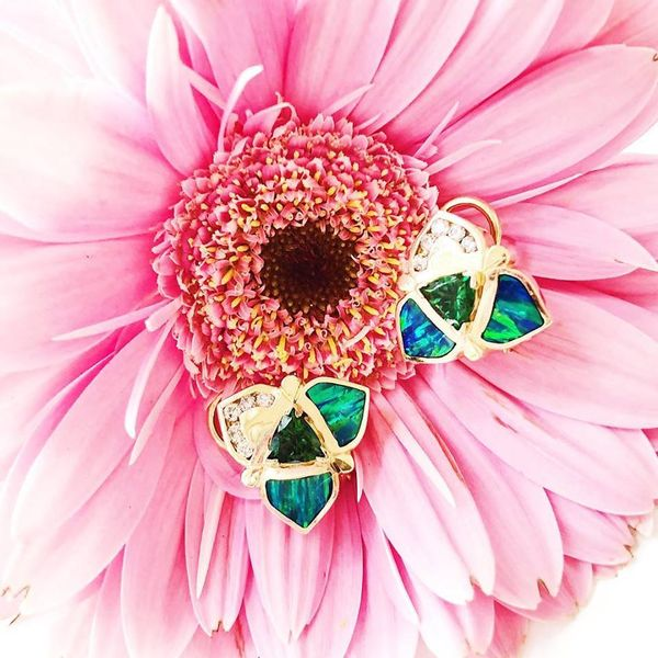 Diamond, Tourmaline & Opal Earrings Image 2 Joint Venture Jewelry Cary, NC