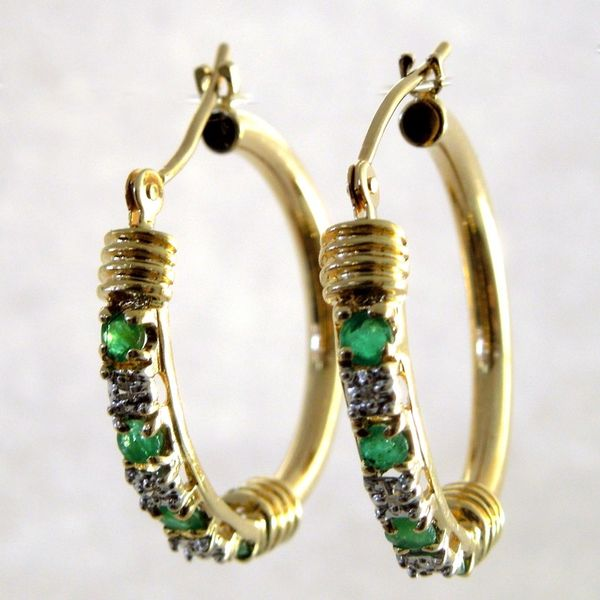 Emerald and Diamond Hoops Joint Venture Jewelry Cary, NC
