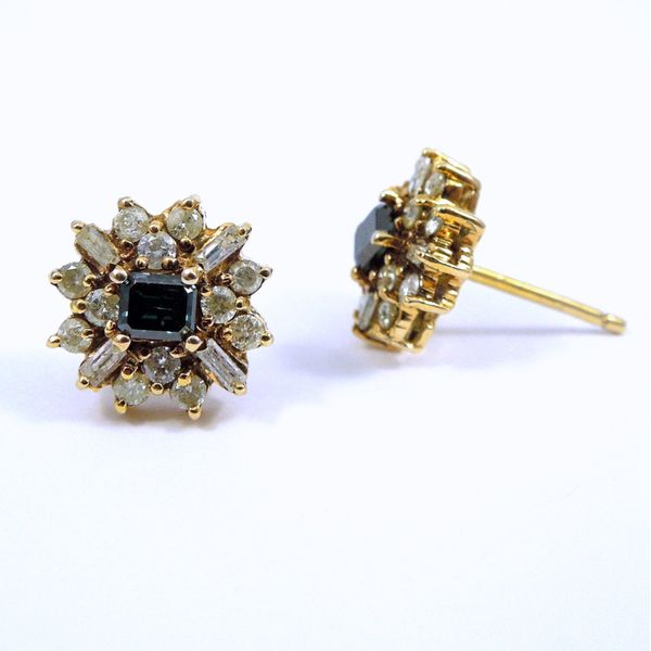 Indicolite Tourmaline and Diamond Earrings Image 2 Joint Venture Jewelry Cary, NC