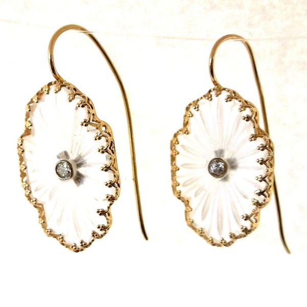 Carved Crystal and Diamond Earrings Joint Venture Jewelry Cary, NC