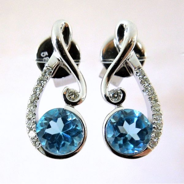 Blue Topaz and Diamond Earrings Joint Venture Jewelry Cary, NC