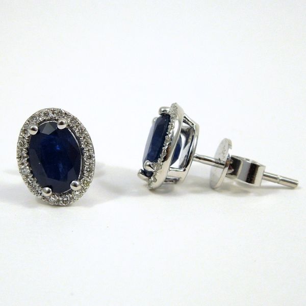 Oval Sapphire and Diamond Earrings Joint Venture Jewelry Cary, NC