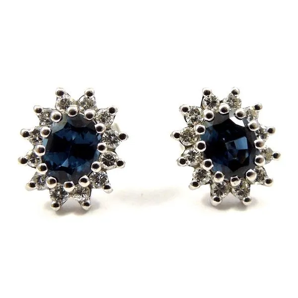 Sapphire and Diamond Earrings Joint Venture Jewelry Cary, NC