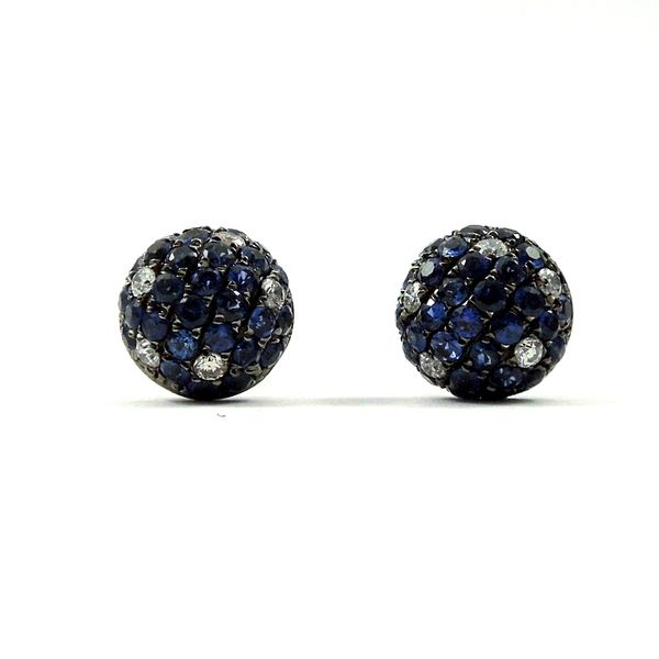 Sapphire and Diamond Ball Stud Earrings Joint Venture Jewelry Cary, NC