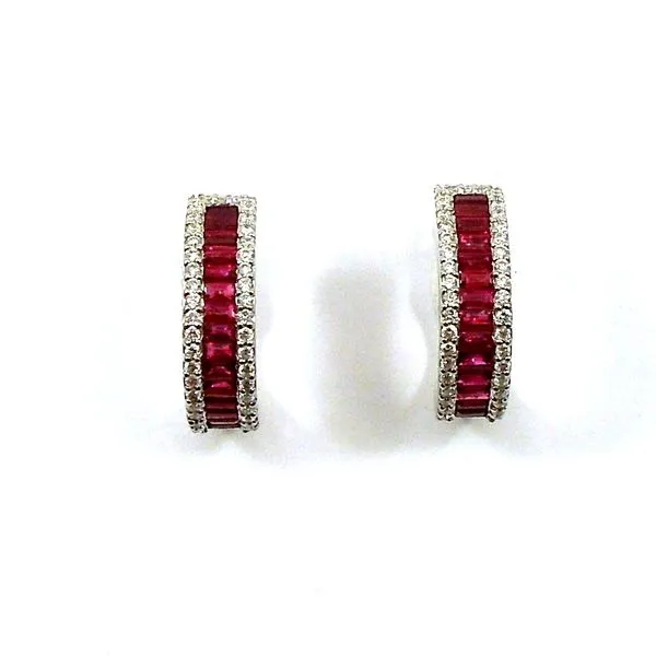 Ruby and Diamond Half Hope Earrings Joint Venture Jewelry Cary, NC