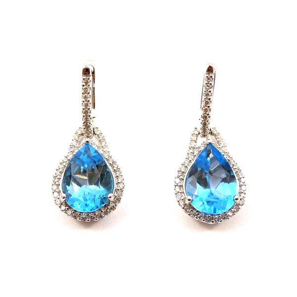 Blue Topaz and Diamond Drop Earrings Joint Venture Jewelry Cary, NC