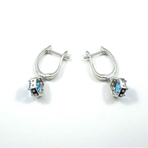 Hexagon Blue Topaz and Diamond Earrings Image 3 Joint Venture Jewelry Cary, NC