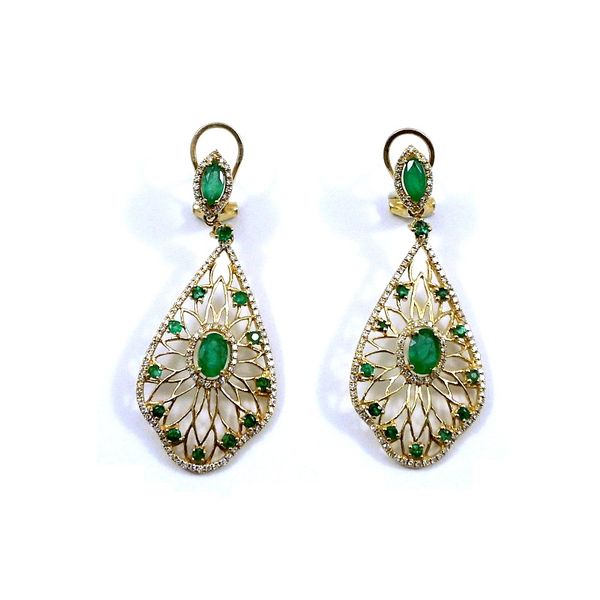 Large Emerald and Diamond Drop Earrings Joint Venture Jewelry Cary, NC