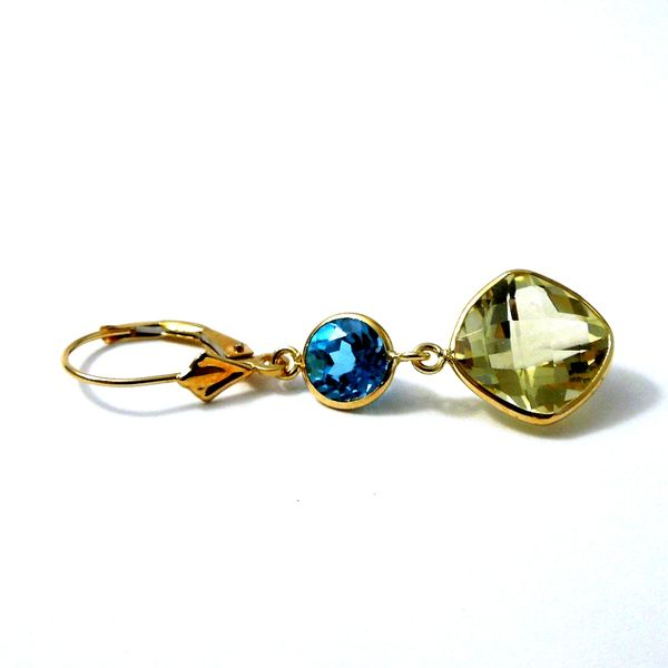 Citrine and Blue Topaz Dangle Earrings Image 3 Joint Venture Jewelry Cary, NC