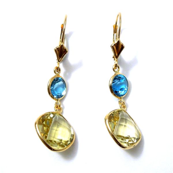 Citrine and Blue Topaz Dangle Earrings Joint Venture Jewelry Cary, NC