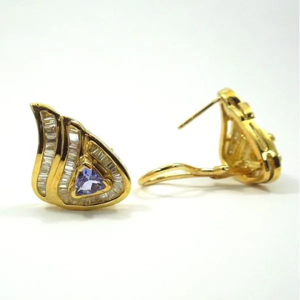 Tanzanite and Diamond Stud Earrings Image 2 Joint Venture Jewelry Cary, NC