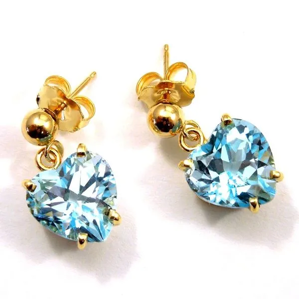 Heart Cut Blue Topaz Dangle Earrings Joint Venture Jewelry Cary, NC