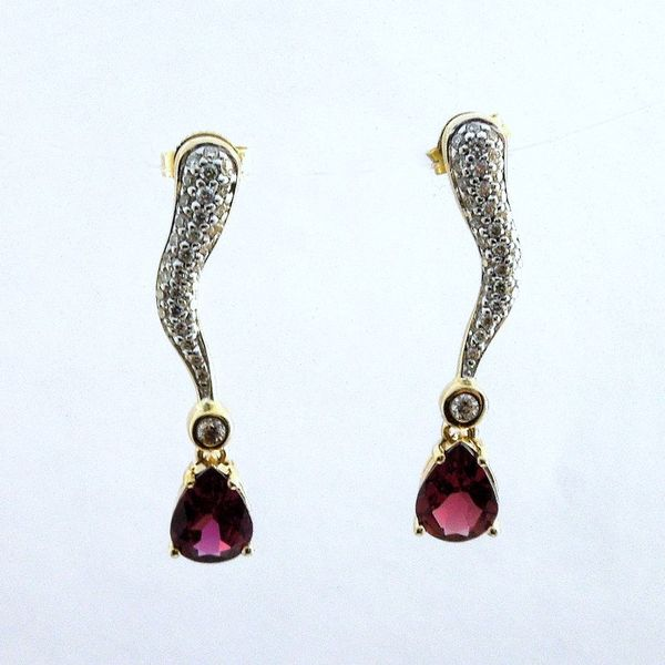Garnet and Diamond Drop Earrings Joint Venture Jewelry Cary, NC