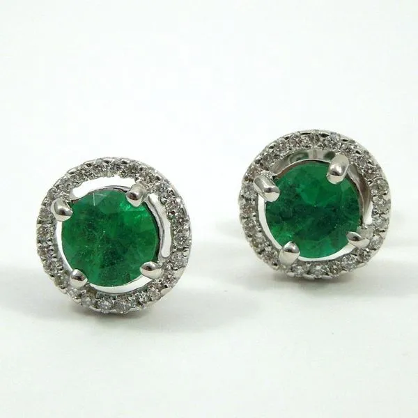 Emerald and Diamond Stud Earrings Image 2 Joint Venture Jewelry Cary, NC