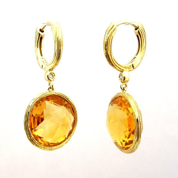 Citrine and Diamond Dangle Earrings Joint Venture Jewelry Cary, NC