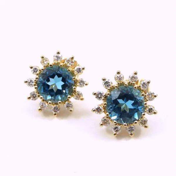 Blue Topaz and Diamond Earrings Joint Venture Jewelry Cary, NC