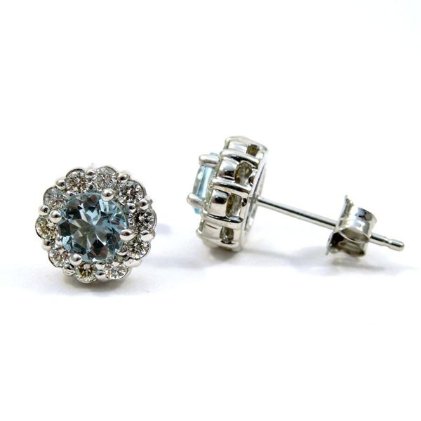 Aquamarie and Diamond Earrings Image 2 Joint Venture Jewelry Cary, NC