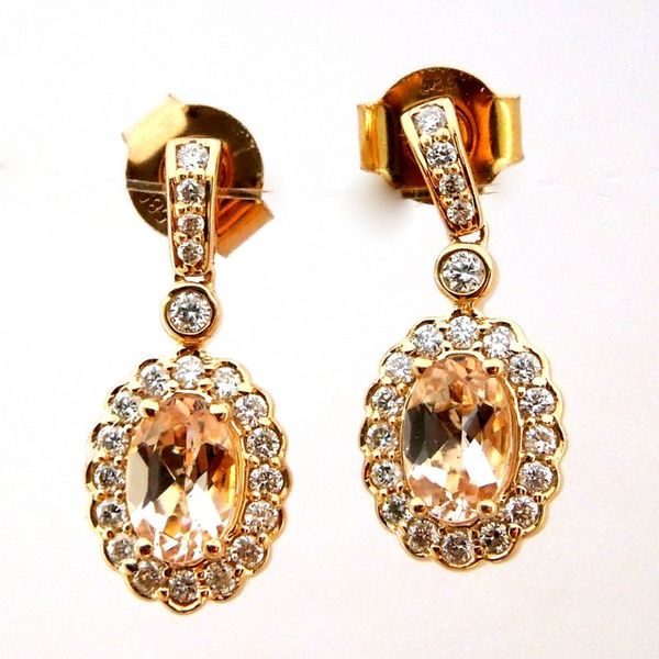 Morganite and Diamond Drop Earrings Joint Venture Jewelry Cary, NC