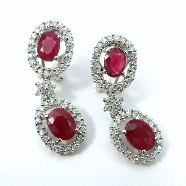 Ruby and Diamond Drop Earrings Joint Venture Jewelry Cary, NC