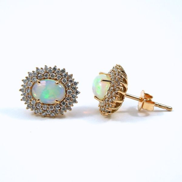 Opal and Diamond Stud Earrings Image 2 Joint Venture Jewelry Cary, NC