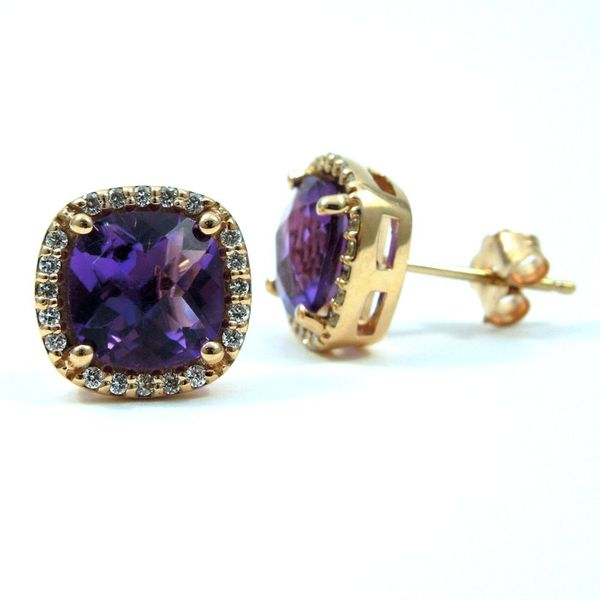 Amethyst and Diamond Stud Earrings Image 2 Joint Venture Jewelry Cary, NC
