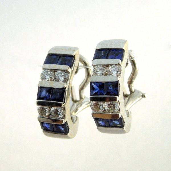 Sapphire and Diamond Earrings Image 2 Joint Venture Jewelry Cary, NC