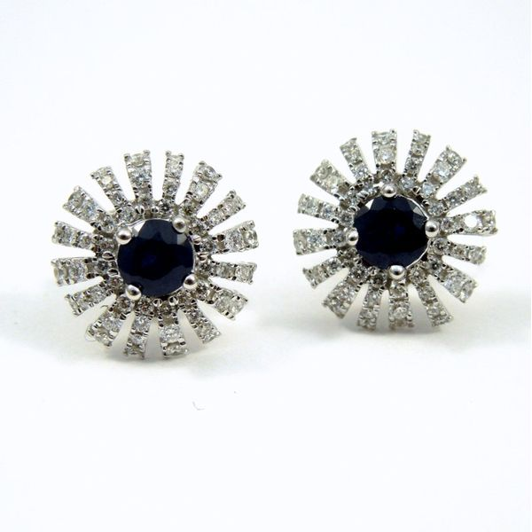 Sapphire and Diamond Stud Burst Earrings Joint Venture Jewelry Cary, NC