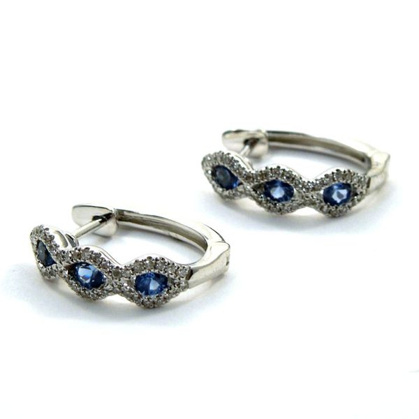 Sapphire and Diamond Half Hoop Earrings Image 3 Joint Venture Jewelry Cary, NC