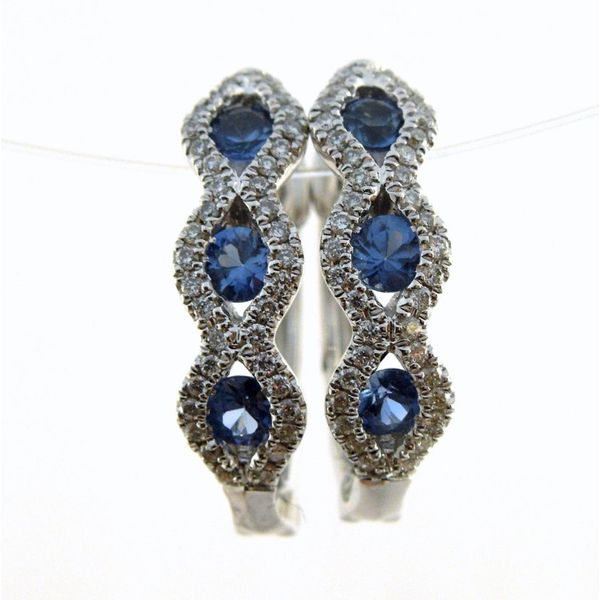 Sapphire and Diamond Half Hoop Earrings Joint Venture Jewelry Cary, NC