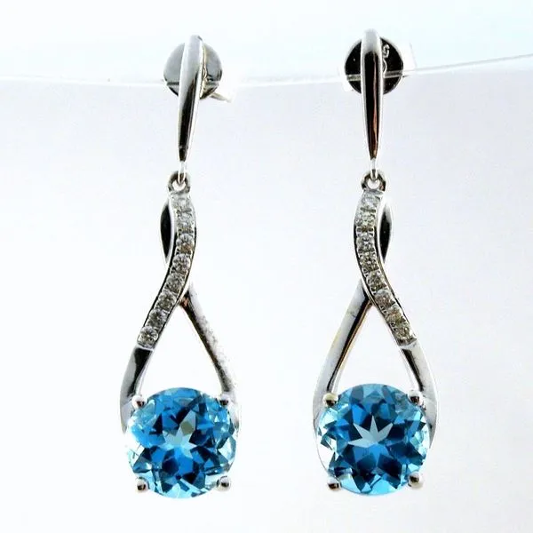 Blue Topaz and Diamond Drop Earrings Joint Venture Jewelry Cary, NC