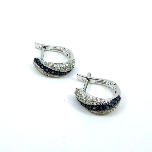 Sapphire and Diamond Huggie Earrings Image 2 Joint Venture Jewelry Cary, NC