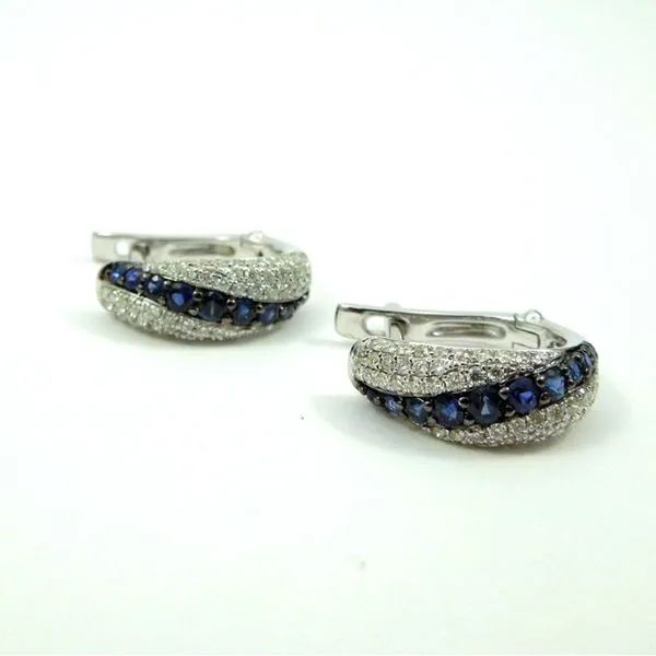 Sapphire and Diamond Huggie Earrings Joint Venture Jewelry Cary, NC