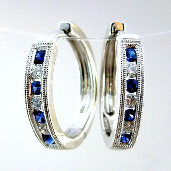 Sapphire and Diamond Huggie Earrings Joint Venture Jewelry Cary, NC