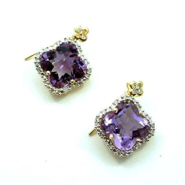 Amethyst Clover and Diamond Dangle Earrings Joint Venture Jewelry Cary, NC